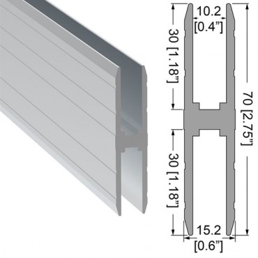 Heavy Duty H-Shape Aluminium Extrusion for 10.2mm Panels (2mts)